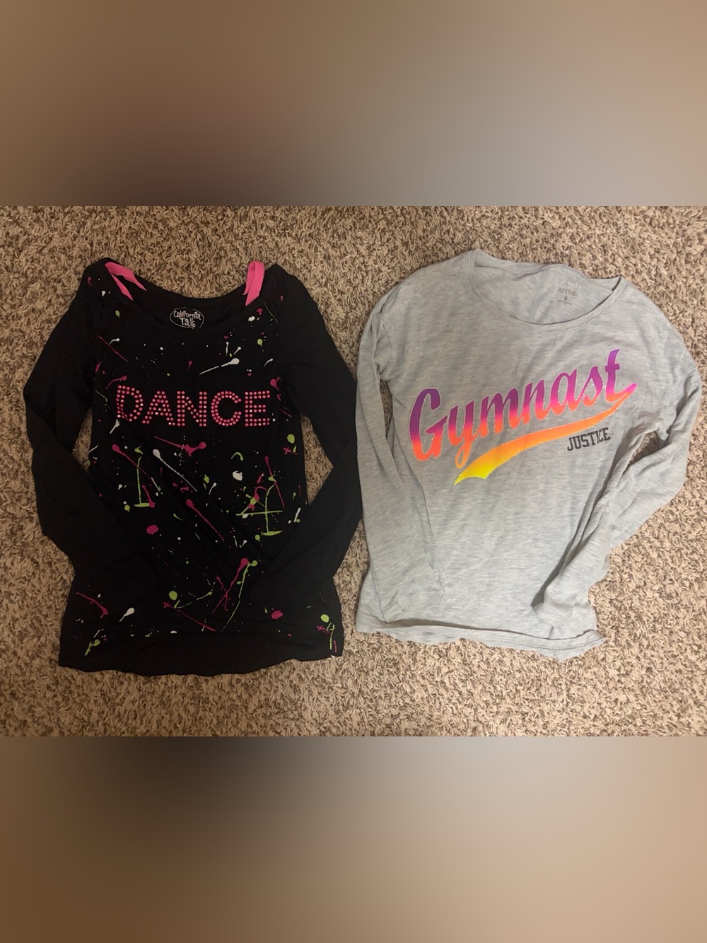 Black 'Dance' Splash-Print and Gymnastics long sleeve tshirts